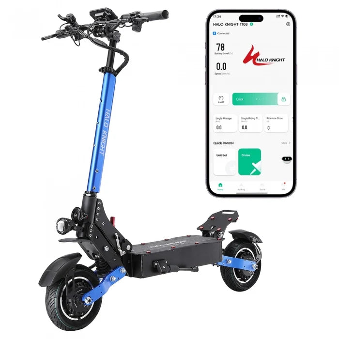 Hulajnoga elektryczna Halo Knight T108 10-calowe opony drogowe, silnik 1000W*2, maks. prędkość 65km/h - Czarny - Dostawca