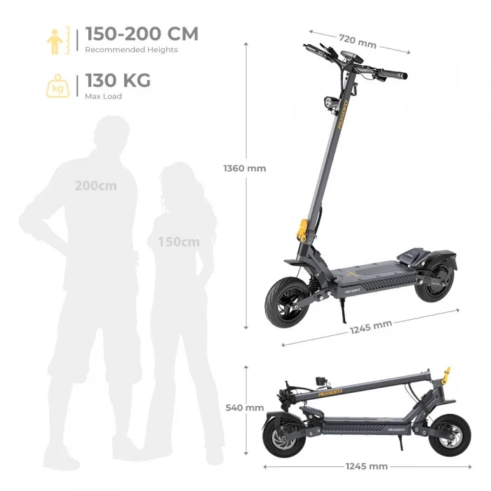 Ausom Gosoul 2 Hulajnoga elektryczna, silnik 1100 W, akumulator 13 Ah 48 V, prędkość 20 km/h, zasięg 70 km - Ciemnoszary - Dostawca