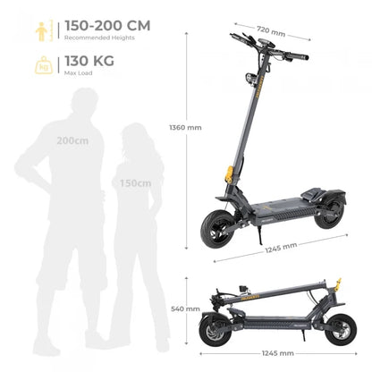 Ausom Gosoul 2 Hulajnoga elektryczna, silnik 1100 W, akumulator 13 Ah 48 V, prędkość 20 km/h, zasięg 70 km - Ciemnoszary - Dostawca